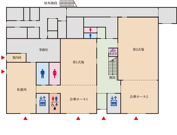 南山ホール館内見取り図 1階